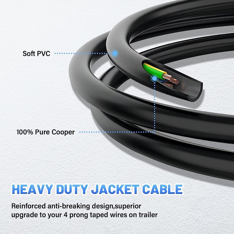 MECMO 4 Way Trailer End Connector Wire 10 Feet with