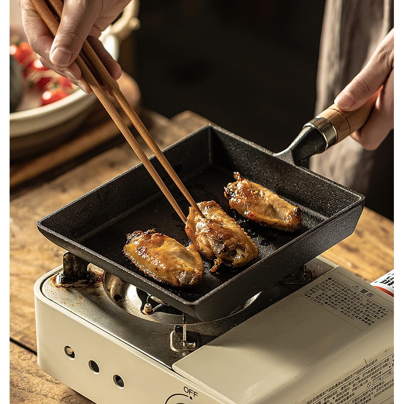 LI-GELISI Pre-Seasoned Cast Iron Tamagoyaki Pan - 9x7 Inch Japanese
