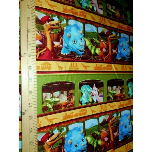 Quilting Treasures 1 Yard Jim Henson All Aboard Dinosaurs Stripe