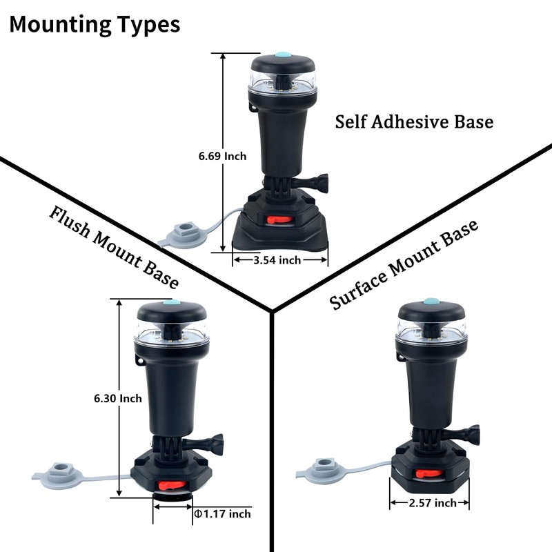 Besramtic Boat Navigation lights LED Battery Powered with Swivel Multiple