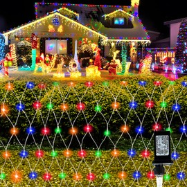 (New) Outdoor Christmas Lights, 12x5Ft Large Net Mesh Lights, 360 LED Chrsitmas Net Lights, 8 Light Modes Outdoor Decoration Lights for Christmas, Camper, Lawn, Yard, Fence - Multicolored