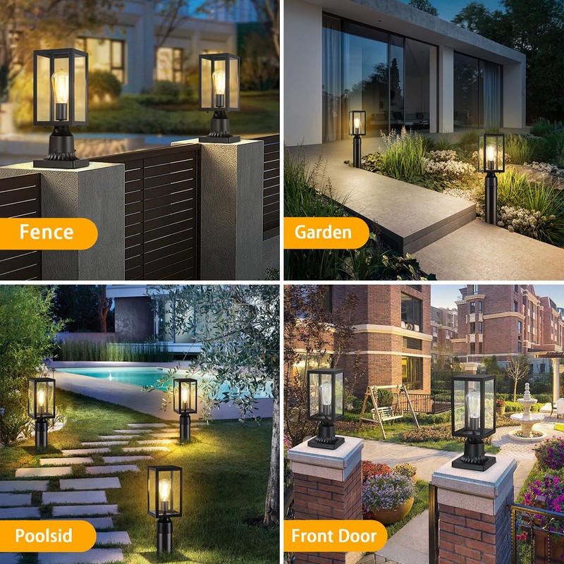 MYHXQ Dusk to Dawn Outdoor Post Lights with Pier Mount