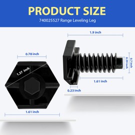2 PACK 740025527 WP74002557 Oven Range Leveling Leg Compatible with Whirlpool Maytag Magic Chef KitchenAid Crosley Ranges, Stove Range Leveling Feet Replace W11665456 74002557 74002373 7101P508-60