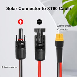 XRDS -RF Solar Connector to XT60 Cable 8FT, 10AWG Solar to XT60 Female Extension Cable, 600V Rated Power Cable for Solar Panels, Batteries, Power Stations – Heavy-Duty High Current Transfer