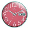 MPM Quality Design Wall Clock, Turquoise/Pink, Date Display, Precise Quartz