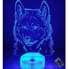 Optical Illusion 3D Wolf Night Light 16 Colors Changing USB