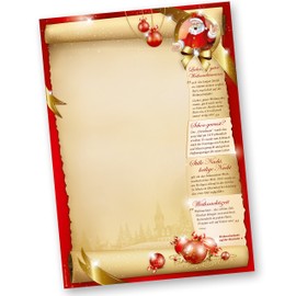 Santa Claus Christmas Letter Paper on Both Sides (50 Sheets) Writing Paper with Christmas Songs on the Back for Christmas