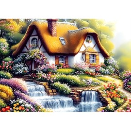 MXJSUA DIY Diamond Painting Kits for Adults, Cottage Diamond Gem Art Painting for Beginners, Diamond Picture with Full Round Drill Dots Craft Set Gift, 30x40cm