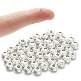OHINGLT 925 Sterling Silver Beads for Jewelry Making,Smooth Round Ball Spacer Beads for Ring Necklace Earring Bracelets Making (Made in Italy 3mm)