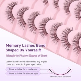 Lashes False Eyelashes Natural Cat Eye Lashes 13mm Wispy Eyelashes Thin Memory Band Volume Wispy Lashes Soft Strip Lashes Pack C Curl Natural Eyelashes Fake Lashes 7 Pair EVENTILL