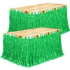 Fovths 2 Pack Luau Grass Table Skirt Natural 9 Feet