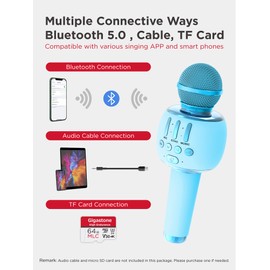 Wireless Karaoke Microphone, Bluetooth 5.0 Portable Handheld Mic Speaker Player with LED Lights and Excellent Sound Quality, Widely Compatible with Phones, Great for Birthday, Party