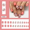 Pink Press on Nails Short Square Fake Nails with Floral
