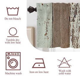 Batmerry Rustic Wood Kitchen Valances Half Window Curtain, Brown Wooden Blue Wood Plank Wall Board Panel Kitchen Valances for Windows Heat Insulated Valance for Decor Reducing The Light 52x18 Inch