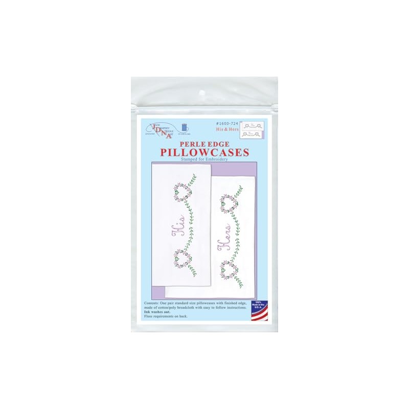 Jack Dempsey Needle Art His & Hers Pillowcases