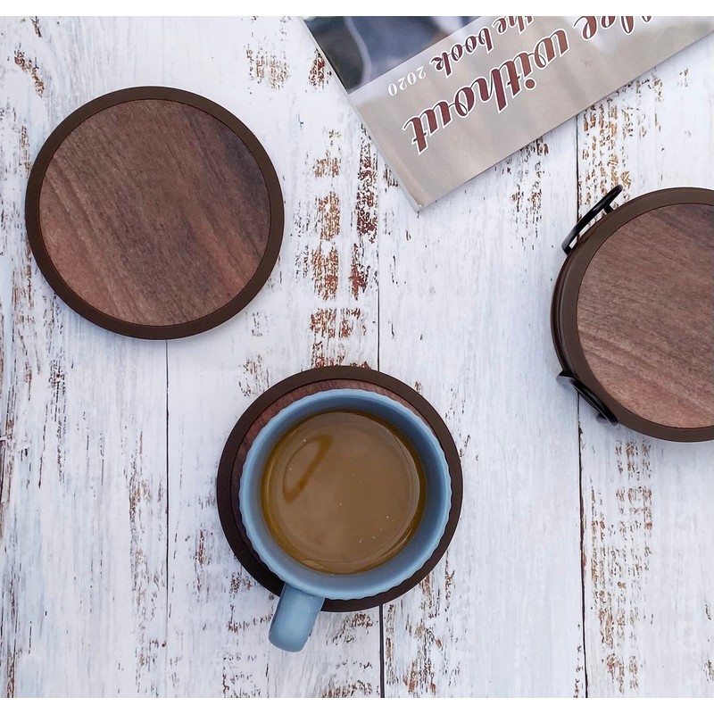 Absorbent Coasters for Drinks with Holder - 6packs, Silicone Coaster
