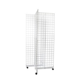 Only Garment Racks #1946W(1) + #1900W(4) + #1904W(12) White 4-Way Grid Tower Display