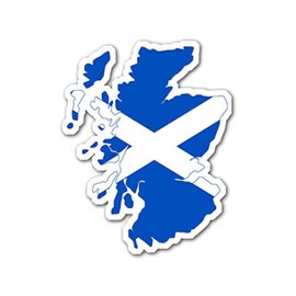 Scotland Shaped Scottish Flag Sticker (Andrew's Cross Decal, Blue and White Scot Vinyl for Cars, Trucks Laptops) (3 x 4 inch)