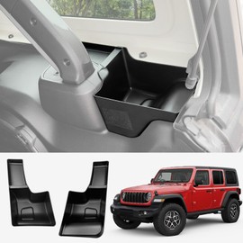 Utiiy Wheel Well Storage Bin Fit for 2024-2025 Jeep Wrangler JL JLU 4XE Rear Trunk Side Storage Box Cargo Organizer Cargo Tray for Wrangler JL 4dr Accessories(24-25 Trunk Organizer, Not Gladiator)