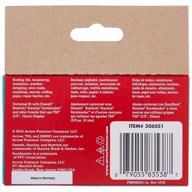 Arrow Fastener 506SS1 Heavy Duty T50 Stainless Steel Staples for