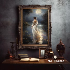 Victorian Woman Painting Dark Academia Wall Art Canvas for Living Room Vintage Gothic Paintings Back Woman Wall Art Vintage French Prints Gothic Artwork French Woman Painting 16x24inch Canvas No Frame