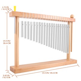 EASTROCK 20 Note Chime Table Wind Chime Bar Percussion Instrument Single Row Chime Hand Chimes Relaxing Meditation Healing Sound Desktop Decoration (Silver)