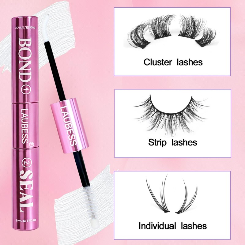 Lash Glue LAUBESS Waterproof 2-IN-1 Lash Bond and Seal Eyelash