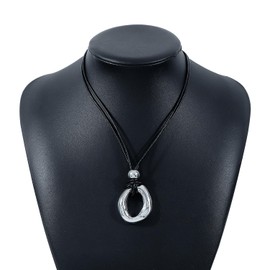 ALRNBY Chunky Round Pendant Necklace for Women Boho Choker Trendy Western Summer Beach Jewelry (Silver)