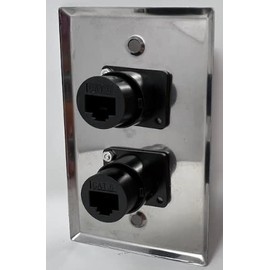 2 Port Cat6 D Series Heavy Duty Pass Through Solderless Stainless Steel Wall Plate