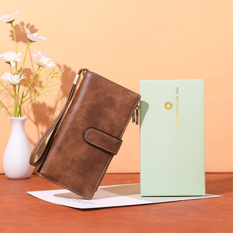 GOIACII Wallet for Women RFID Blocking Large Capacity Long Ladies