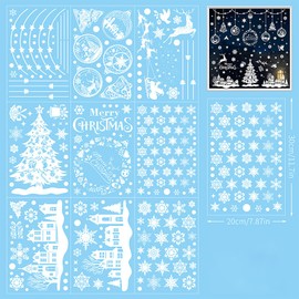 Christmas Window Clings for Glass Windows,9 Sheets Large Xmas Stickers Decals,Christmas Reindeer Hanging Ball Bell Window Sticker,Xmas Holiday Decals for Party Home Winter Indoor Decor