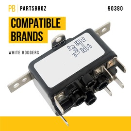 PartsBroz TJ690380 90-380 90380 Fan Relay - Compatible with White Rodgers - Replaces AP4485598 620537 92380 - Compact & Totally Enclosed Design - Coil Voltage 24 VAC 50/60Hz