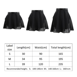Nivofu Ballet Wrap Skirt Women's Short Ballet Skirt Wrap Skirt Chiffon Adjustable Waist Ties for Girls Women, black