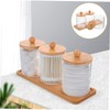 Ciieeo Long-lasting Bamboo Lid Storage Jars Cotton Swab Holders Cotton