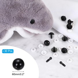 PATIKIL 5mm Safety Eyes, 30 Pcs Plastic Craft Eyes with Protective Film with Washers for Stuffed Animals Crochet Toys Dolls DIY Craft Making, Black