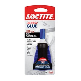 Loctite Super Glue Ultra Gel Control, transparente, botella de 0.4 onzas líquidas, 1 paquete - Superpegamento para plástico, madera, metal, manualidades y reparación, pegamento instantáneo de