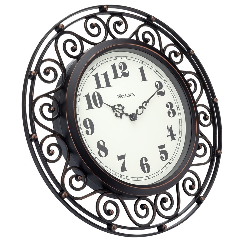 Westclox 32021 12" Filigree Rubbed Bronze Finish Clock