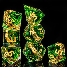 OUKELANWO Magic Lord of The Rings DND Dice Set D&D, Green Resin Sharp Edge Polyhedral Role Playing Dice with Gifts Box, Dungeons and Dragons LOTR RPG D and D Dice D20 D12 D10 D8 D6 D4