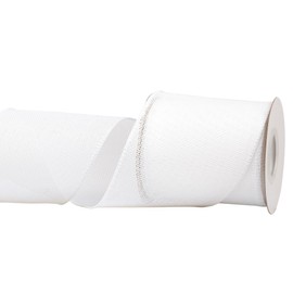 Joycrosso Burlap Wired Edge Ribbon 4 inch x 10 Yards, White, Ideal for Crafting, Gift Wrapping, Wreath, Christmas Tree, and Rustic Wedding Decorations