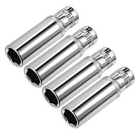 TA-VIGOR 4pcs 1/4 Inch Drive 10mm Deep Socket, 6 Point Cr-V Drive Socket Metric Sizes for Car Mechanical Equipment Repairing and Household
