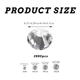 2880 Pcs 2.7-2.9mm Rhinestones, Reflective Crystal Diamantes, Silver Rhinestones, Brightness Flat Back Rhinestones for Dress Book Crafts Clothes Cellphone Case DIY