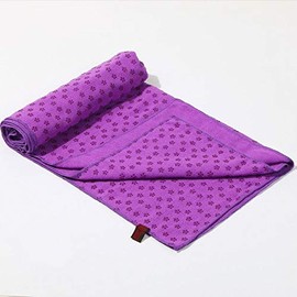 IntoBetterLife IBL-Toalla de yoga, toalla de yoga caliente, absorbente del sudor, antideslizante para yoga caliente, pilates y entrenamiento, 24 x 72 pulgadas con puntos de agarre (morado)