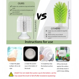 Turtle Brush with Suction Cup,Turtle Tank Decor,Screw The Upgraded Turtle Scrub Brush Tightly on The Glass,It is Not Easy to Fall Off and Slide,Helping The Turtle Remove Dirt on The Back and Abdomen.