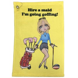 Giggle Golf Funny Golf Towels for Women (Hire A Maid I'm Going Golfing)