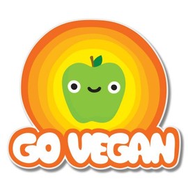 AK Wall Art Go Vegan Smiley Vinyl Sticker - Select Size