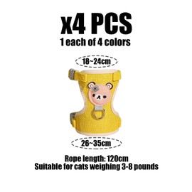 4 Pieces Of Cat Leashes, Adjustable Leashes, Cute Cartoon Leashes, Pet Outdoor Accessories, Pet Supplies