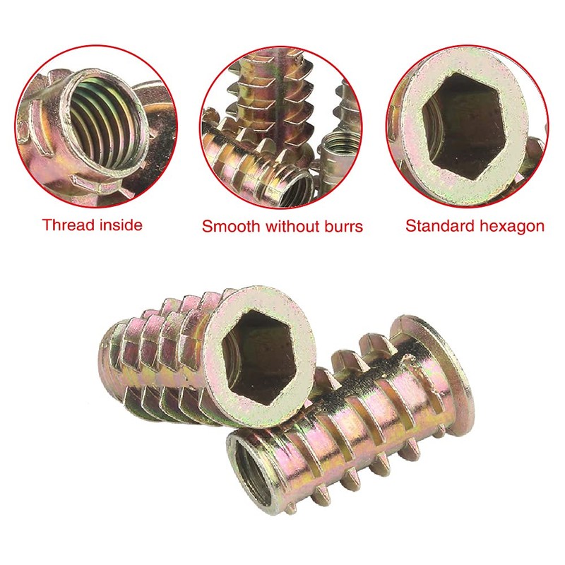 YIXISI 120 PCS Zinc Alloy Hex Socket Screw-in Nuts Kit,