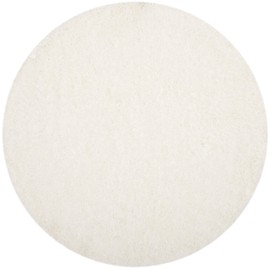 Safavieh Polar Shag Collection PSG800B Solid Glam 3-inch Extra Thick Area Rug, 4' x 4' Round, White