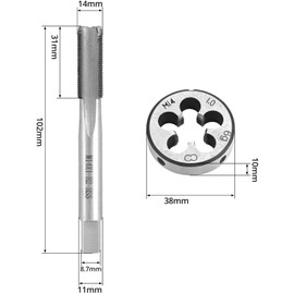 BIGP Tap M14 x 1.0, Metric Tap and Die Set, Right Thread Fine Thread Cutter, Straight Fluted Tap