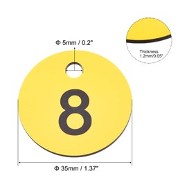 MECCANIXITY Round 1-100 Number Tag Key Tag Acrylic Engraved Yellow ID Tag for Decoration, Pack of 100